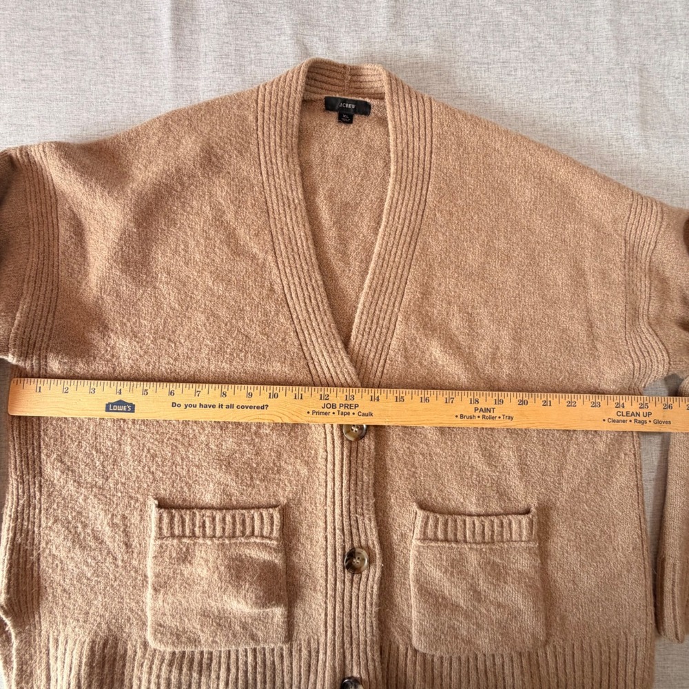 J.Crew Womens XL Merino Wool Alpaca Blend Oversized Cardigan Camel Brown Sweater - Picture 4 of 7